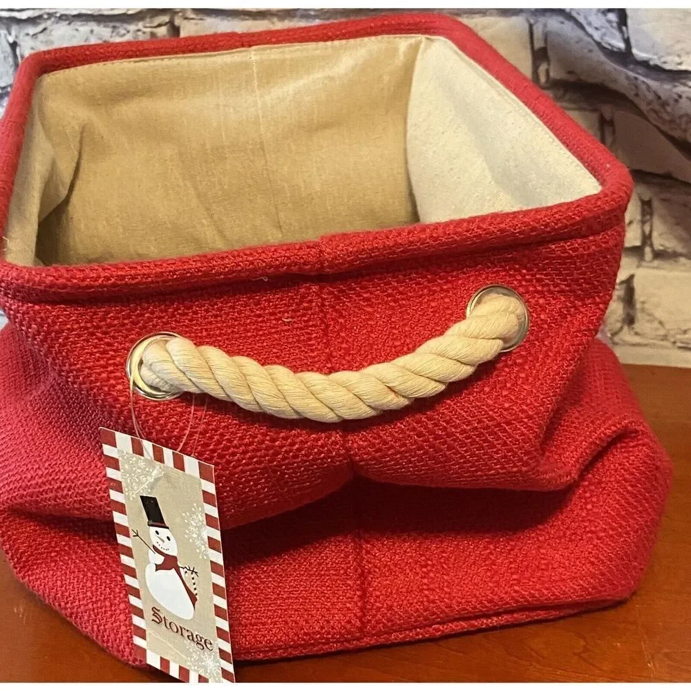 New Christmas Storage Tote Pine Cones Holiday ‎ 13x13x13 Inchs
